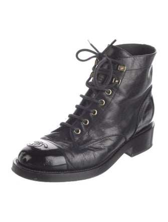 Chanel Interlocking CC Logo Lambskin Combat Boots