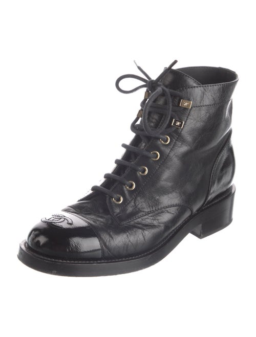 Chanel Interlocking CC Logo Lambskin Combat Boots