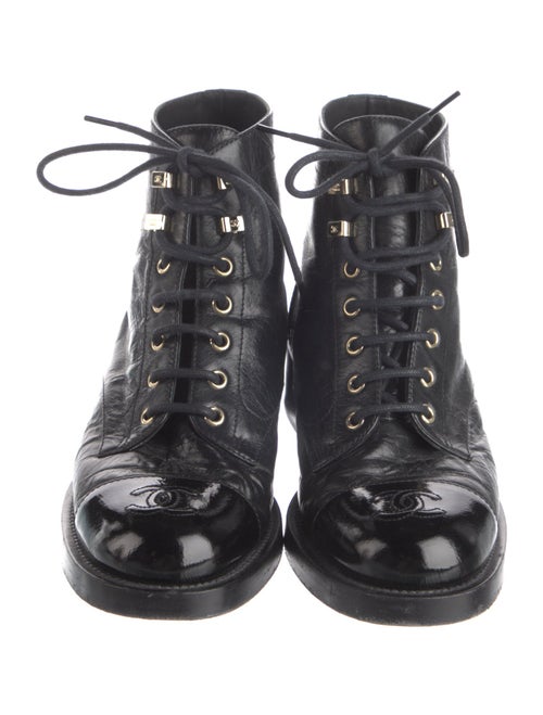 Chanel Interlocking CC Logo Lambskin Combat Boots