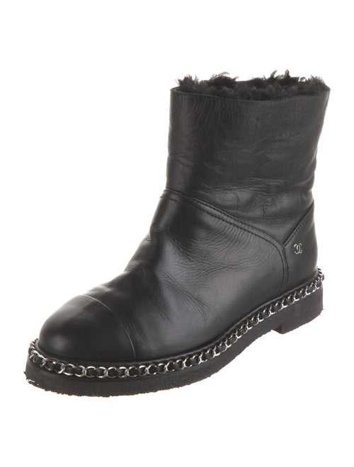 Chanel Leather Chain-Link Accents Boots