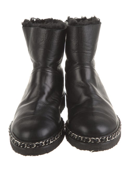 Chanel Leather Chain-Link Accents Boots