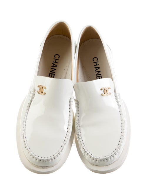 Chanel Interlocking CC Logo Patent Leather Loafers