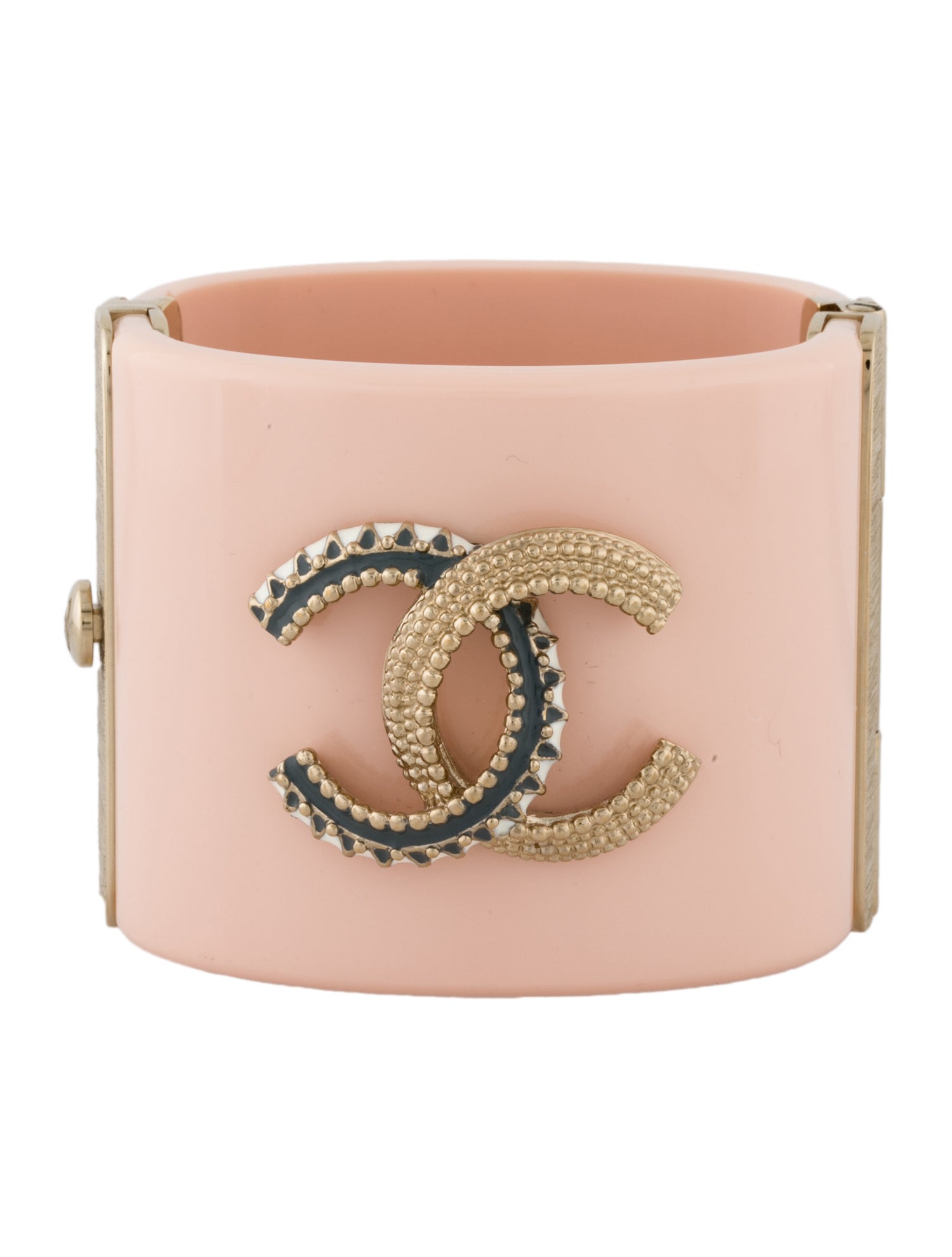 Chanel Resin CC Hinged Bangle Bracelet