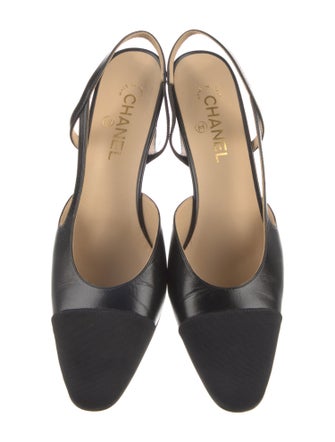 Chanel Interlocking CC Logo Goat Leather Slingback Pumps