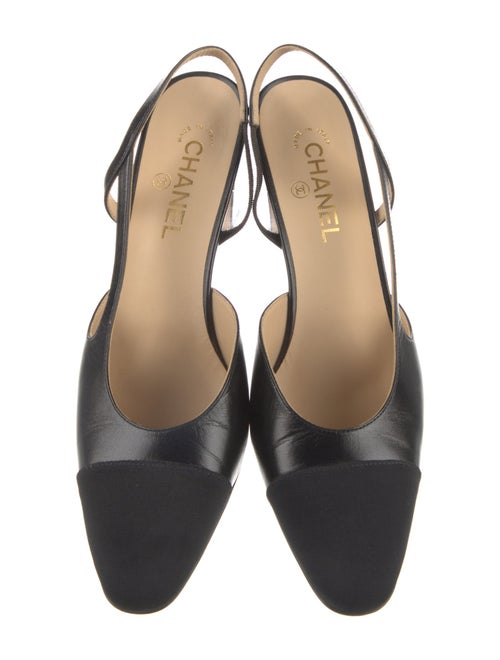 Chanel Interlocking CC Logo Goat Leather Slingback Pumps