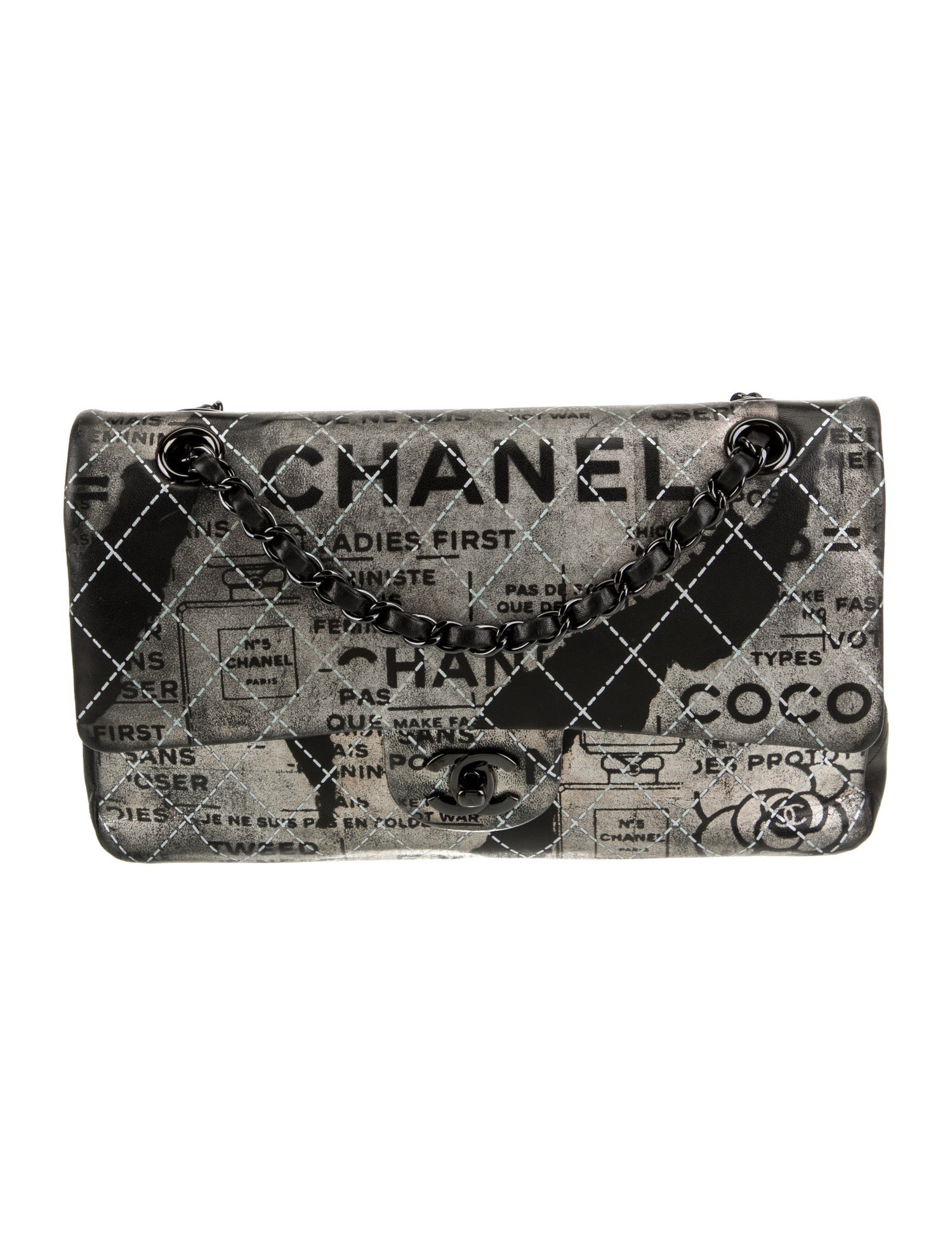 Chanel Medium Hand-Painted Newspaper Double Flap Bag