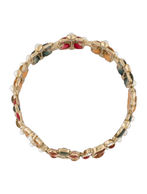 Chanel Faux Pearl & Gripoix Logo Bangle Bracelet