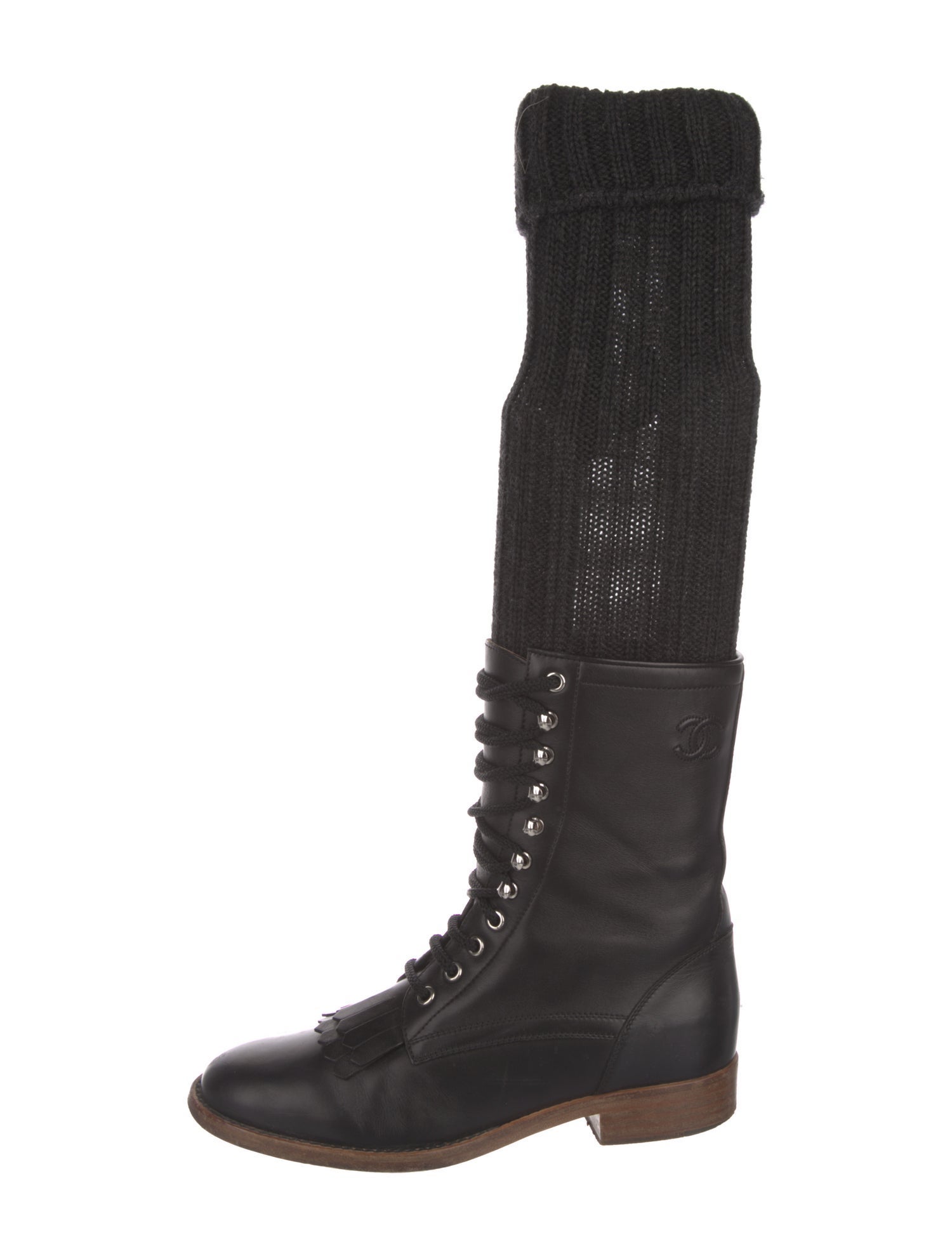Chanel 2014 Interlocking CC Logo Combat Boots