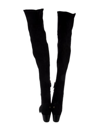 Chanel Interlocking CC Logo Suede Boots