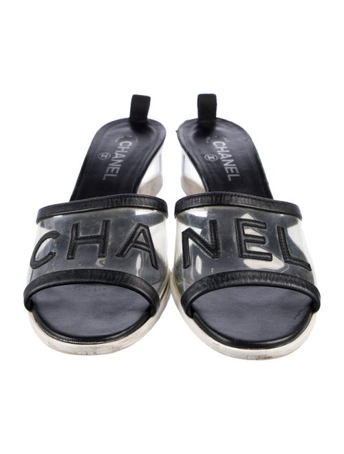 Chanel Interlocking CC Logo Lambskin Slides