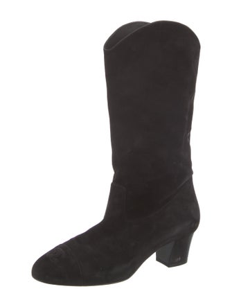 Chanel Interlocking CC Logo Suede Western Boots