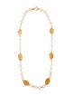 Chanel Vintage Faux Pearl CC Medallion Bead Strand Necklace