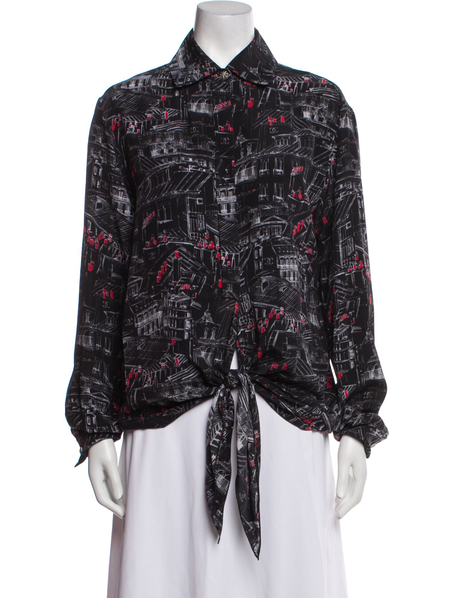 Chanel 2020 Silk Button-Up Top