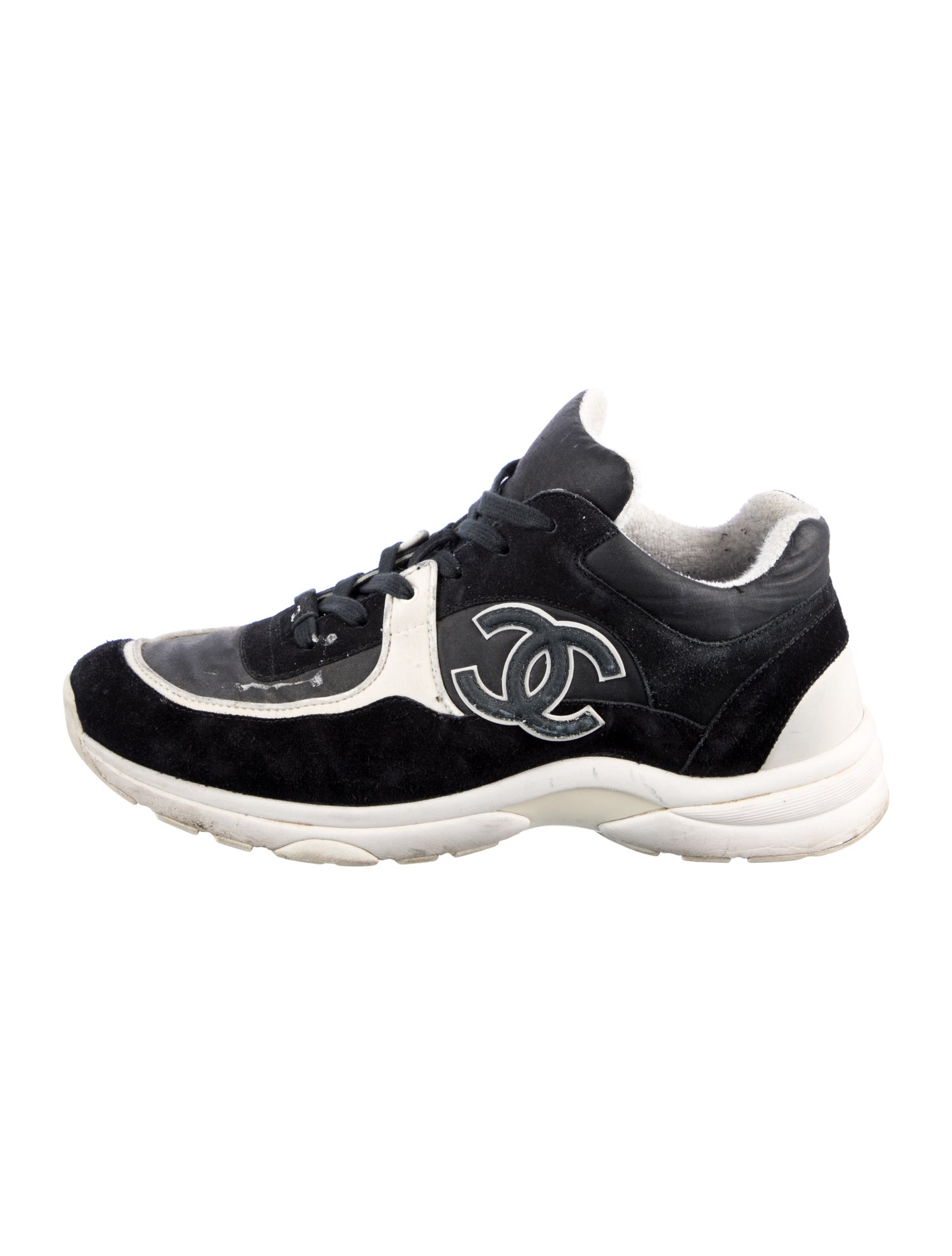 Chanel Interlocking CC Logo Suede Sneakers