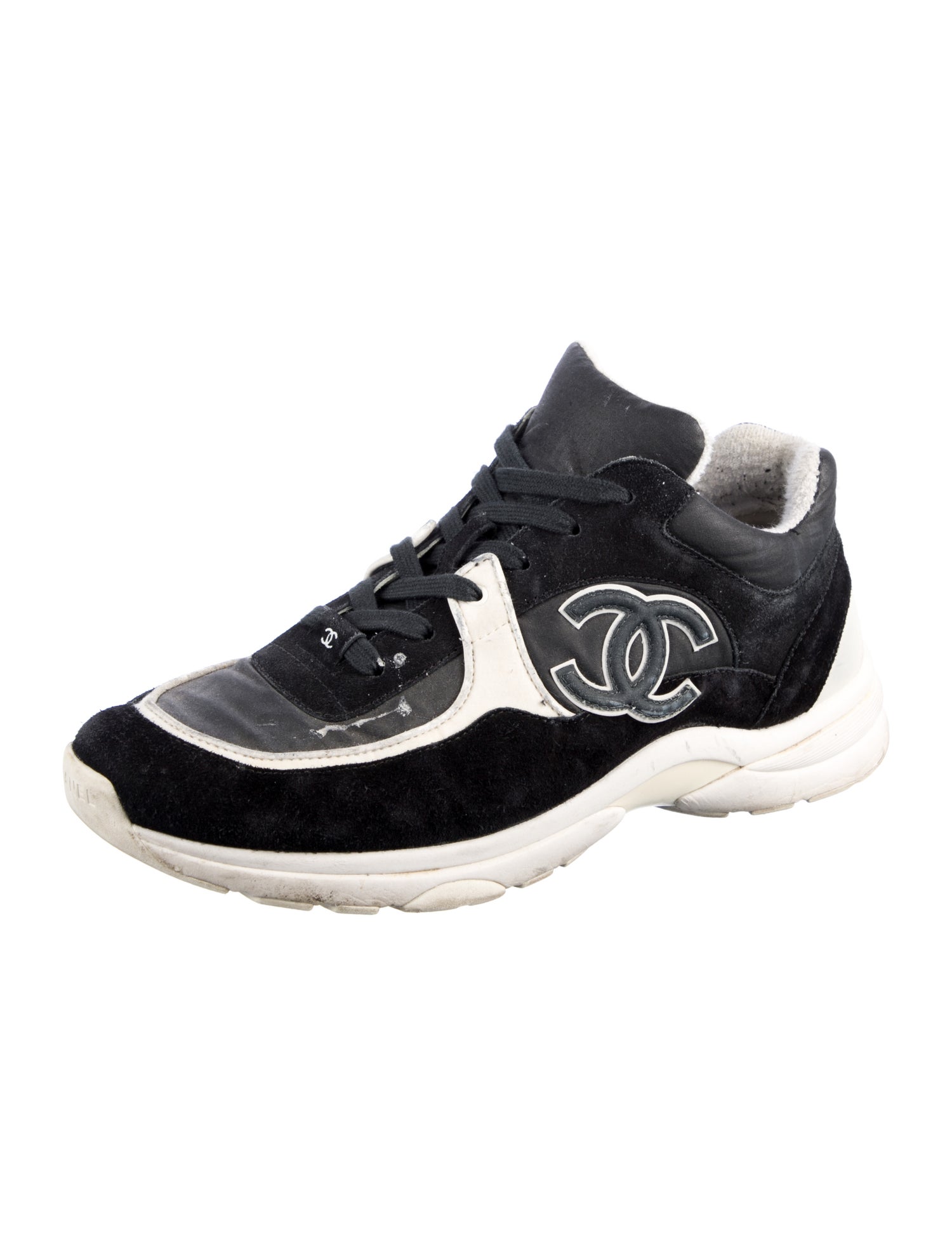 Chanel Interlocking CC Logo Suede Sneakers