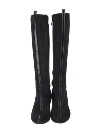 Chanel Interlocking CC Logo Suede Boots