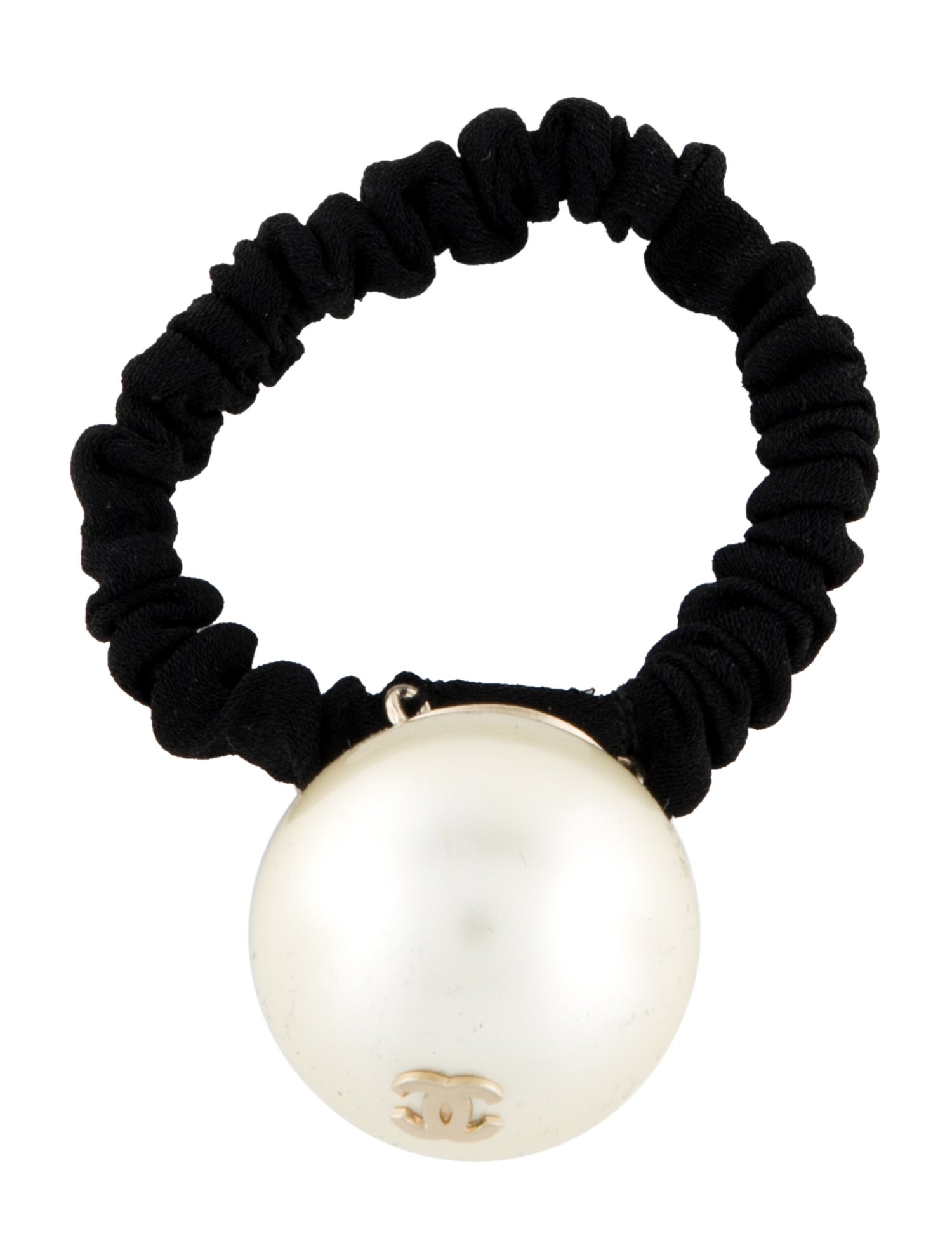 CHANEL silk Scrunchie ribbon icon hair accessory AA890 White x pink main image 1