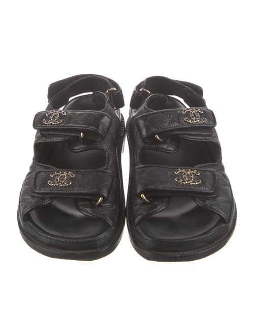 Chanel Interlocking CC Logo Leather Slides