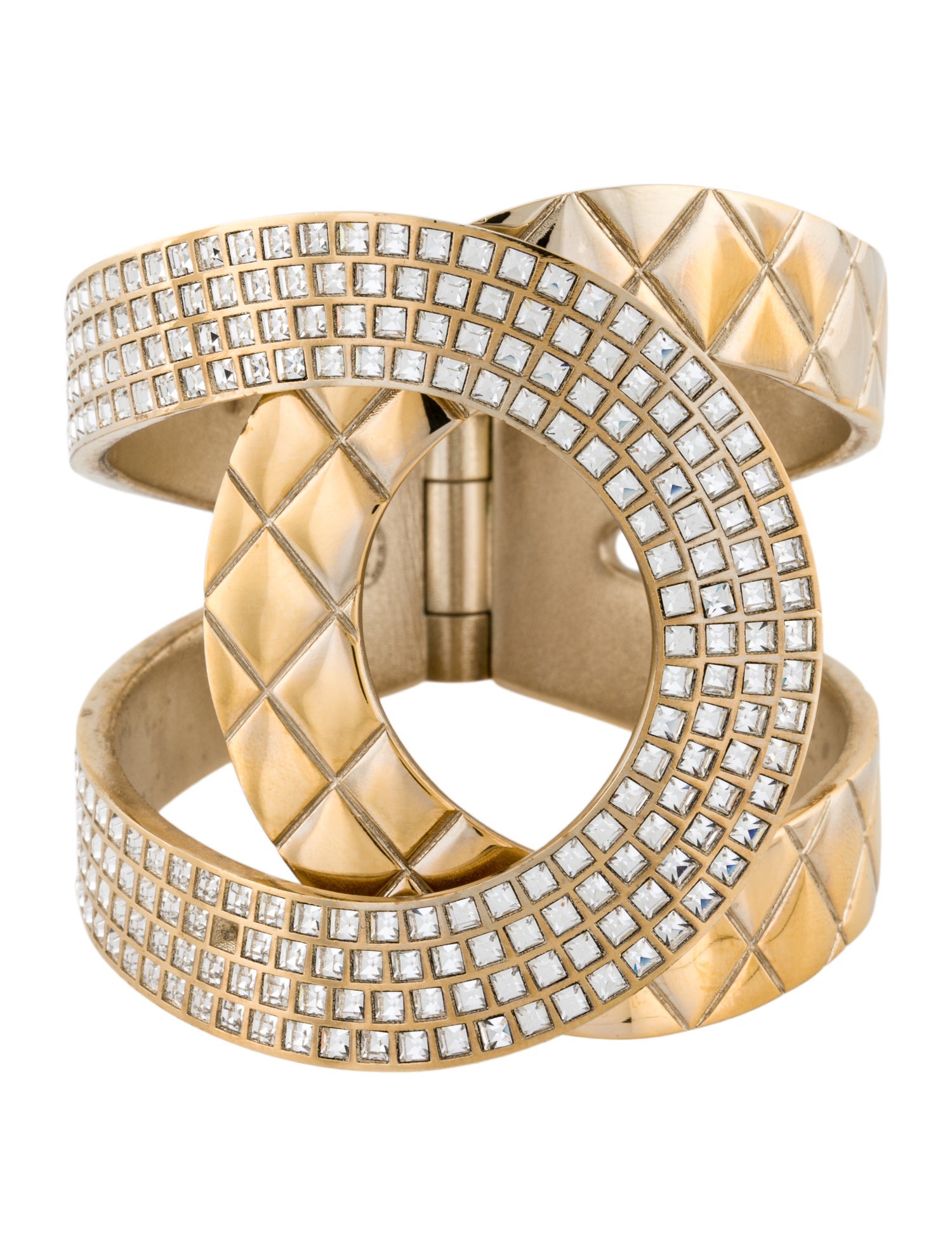 Chanel Strass CC Hinged Cuff Bracelet