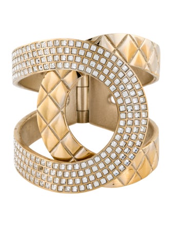 Chanel Strass CC Hinged Cuff Bracelet