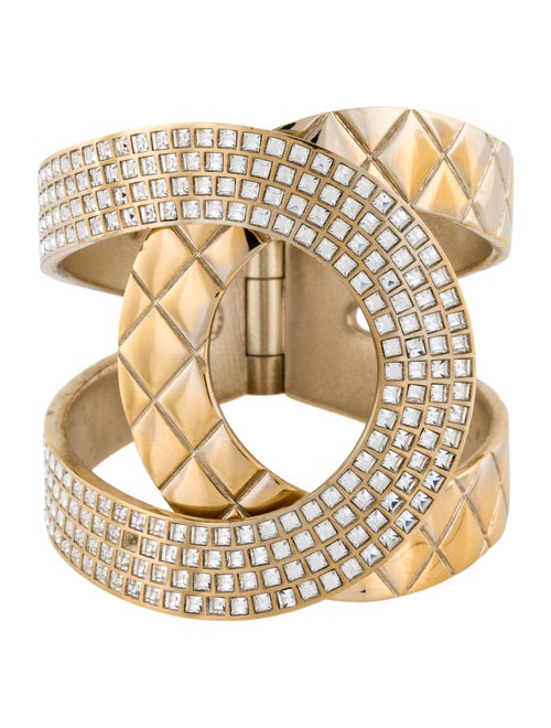 Chanel Strass CC Hinged Cuff Bracelet