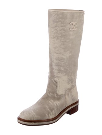 Chanel Interlocking CC Logo Ponyhair Riding Boots