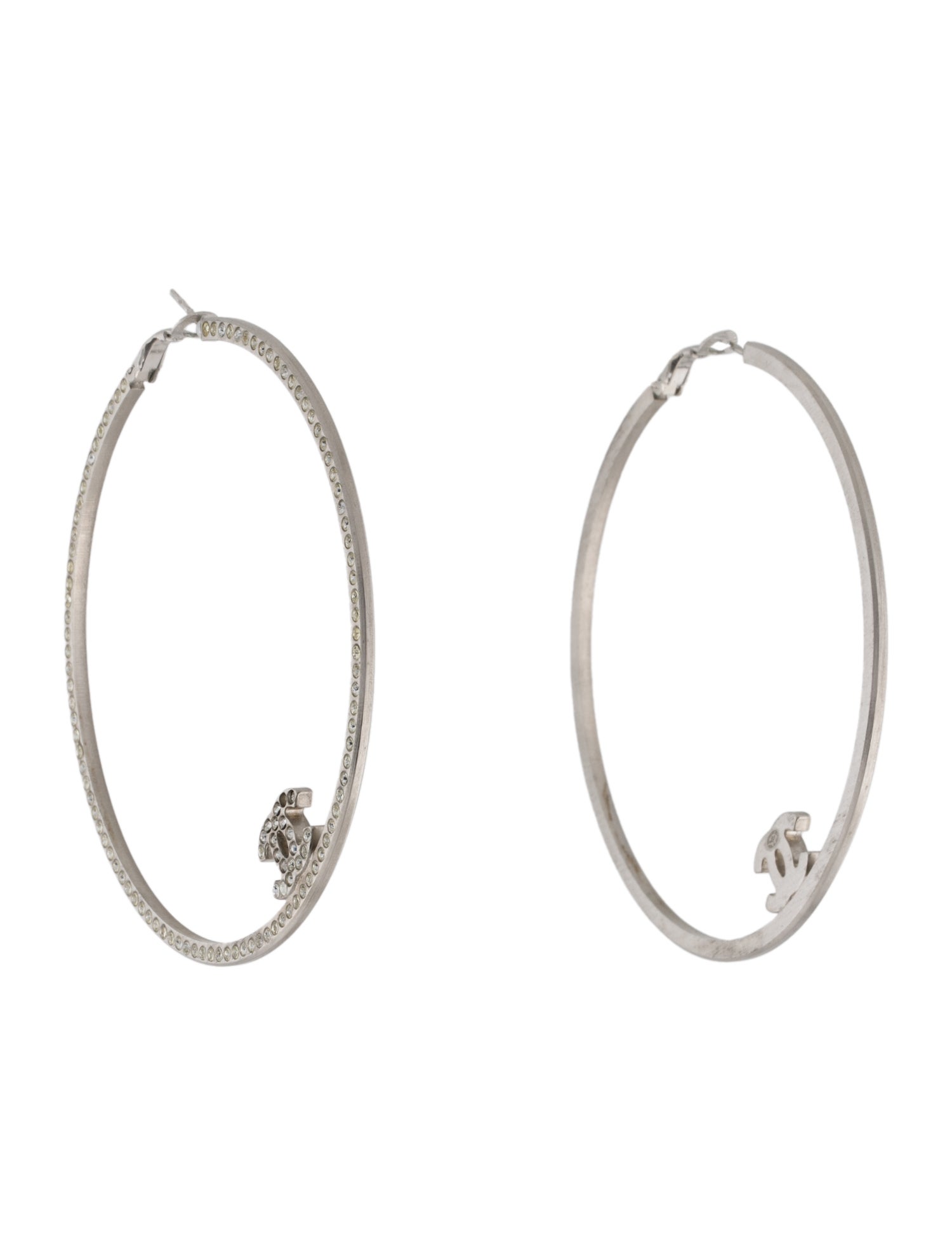 Chanel Strass CC Hoop Earrings
