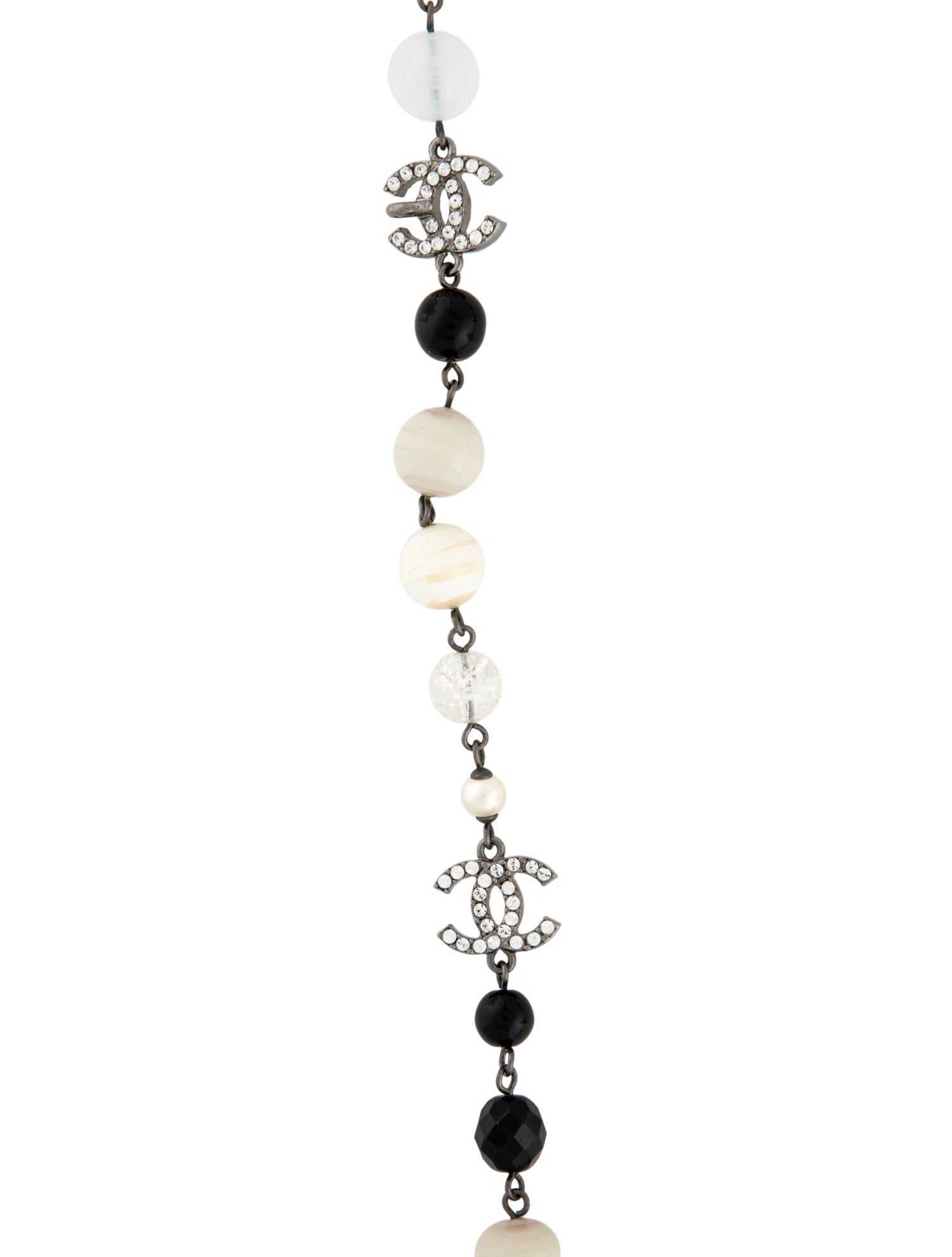 Chanel Faux Pearl, Strass & Resin CC Beaded Necklace