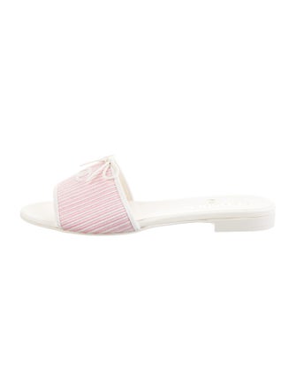 Chanel Interlocking CC Logo Bow Accents Slides