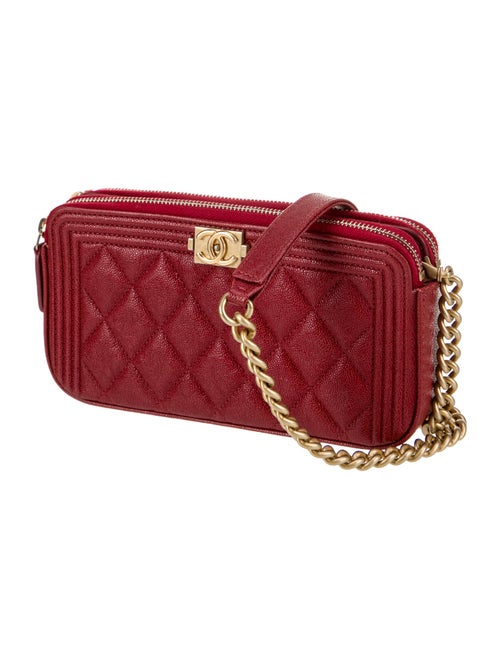 Chanel Boy Double Zip Clutch w/ Chain