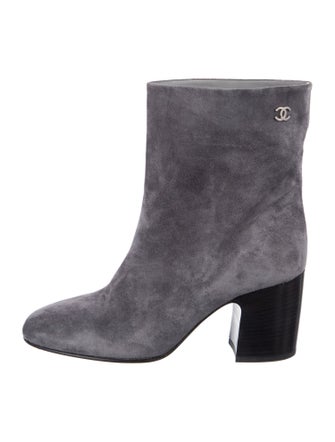 Chanel Interlocking CC Logo Suede Boots