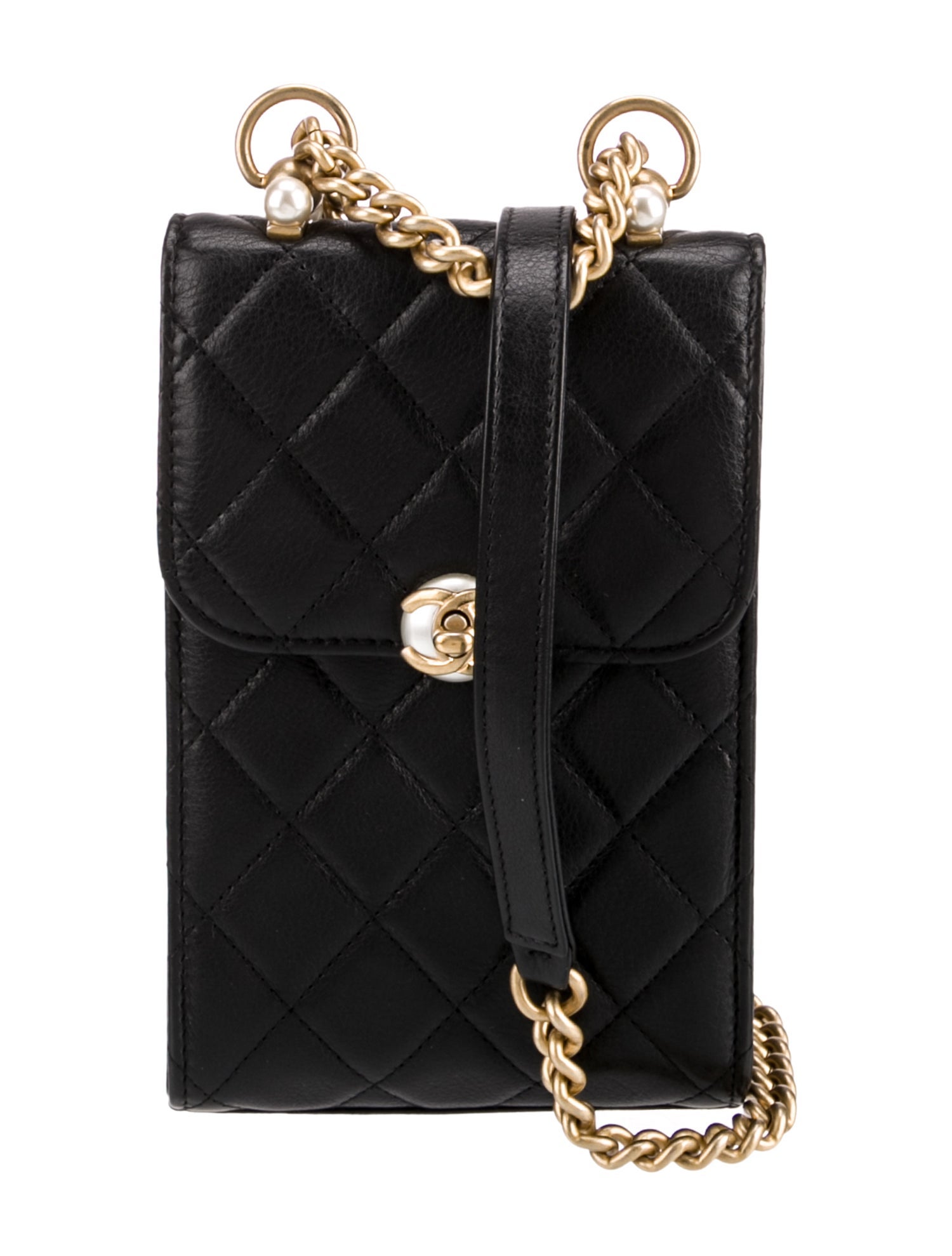 Chanel Pearl Phone Holder Flap Crossbody Bag