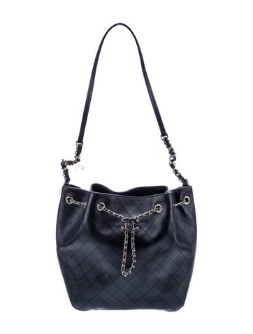Chanel Bucket Bags Medium Quilted CC Drawstring Hobo Bag