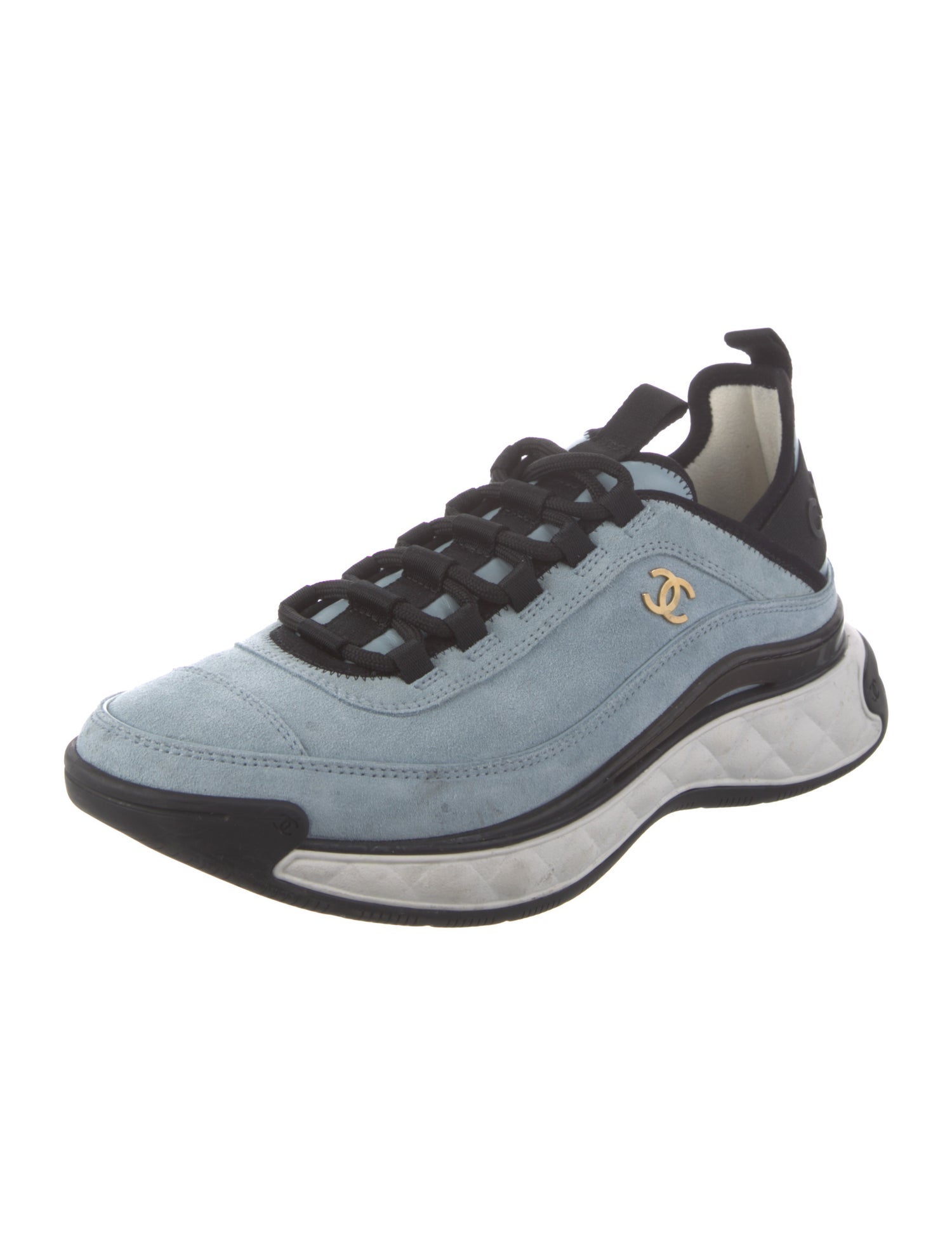 Chanel Interlocking CC Logo Suede Sneakers