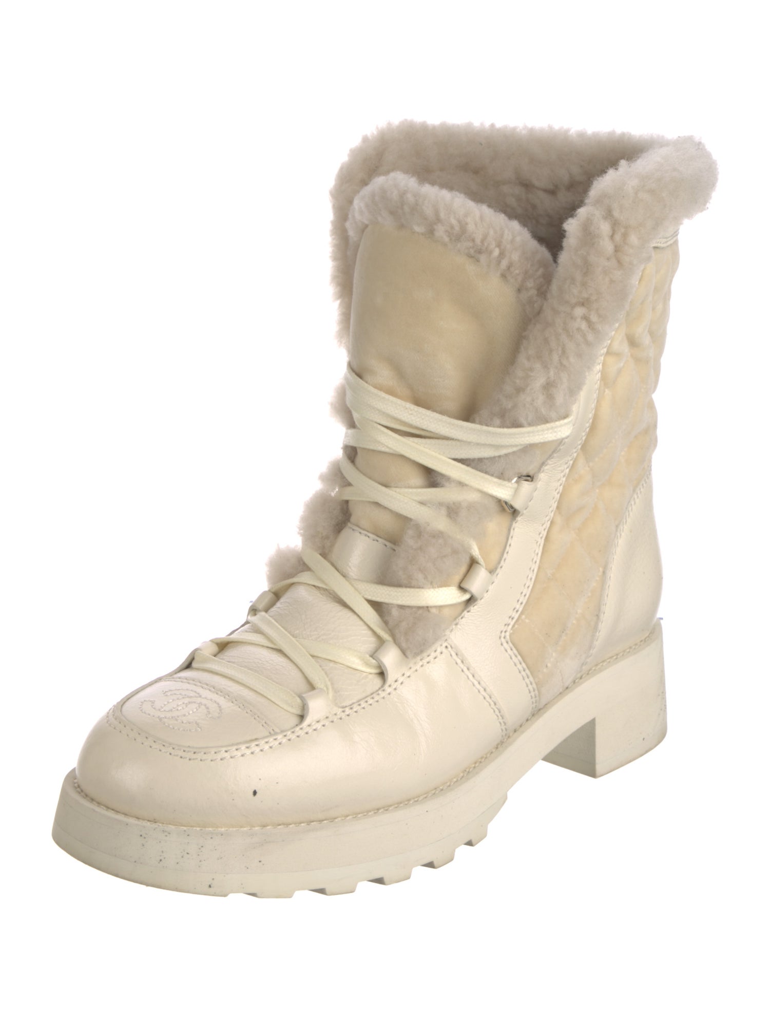 Chanel 2021 Interlocking CC Logo Combat Boots