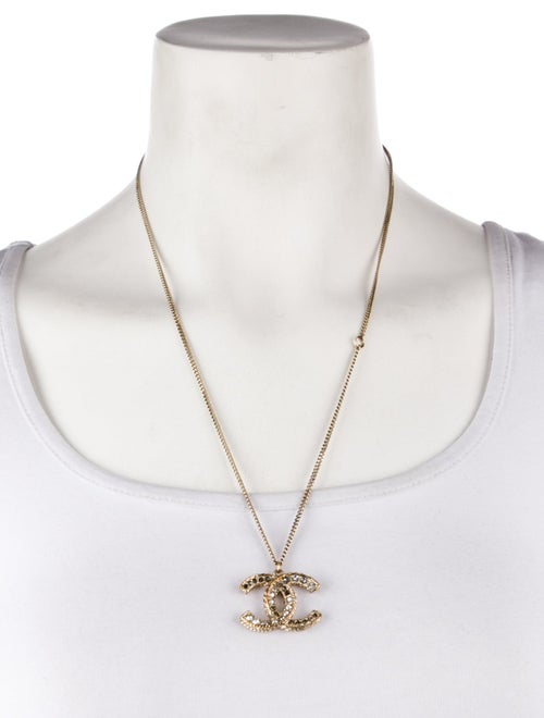 Chanel Strass & Enamel CC Pendant Necklace