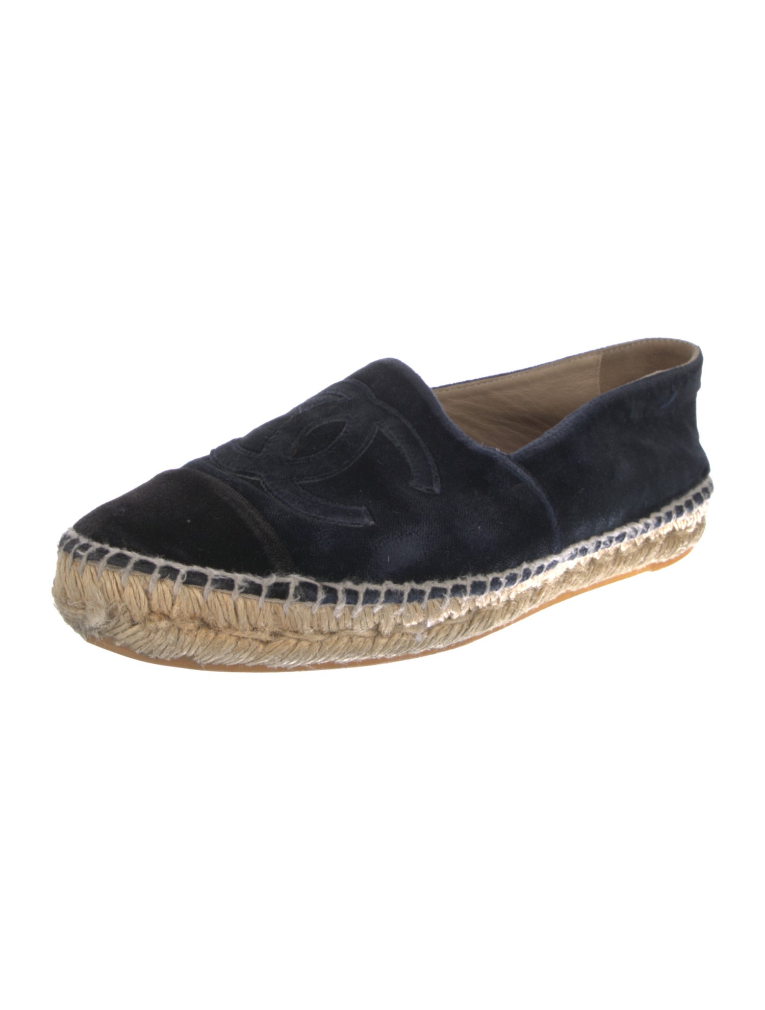 Chanel Interlocking CC Logo Velvet Espadrilles