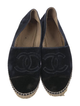 Chanel Interlocking CC Logo Velvet Espadrilles