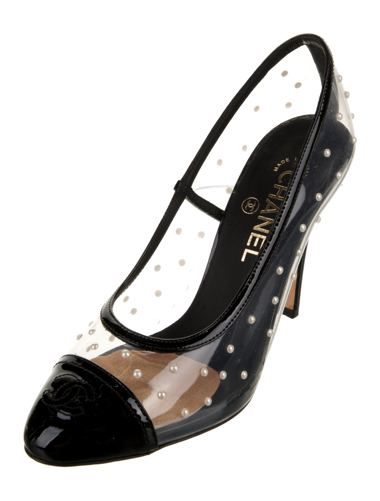 Chanel Interlocking CC Logo PVC Slingback Pumps