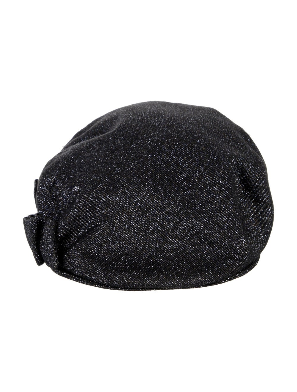 Blue cotton Chanel newsboy cap with interlocking CC logo at side