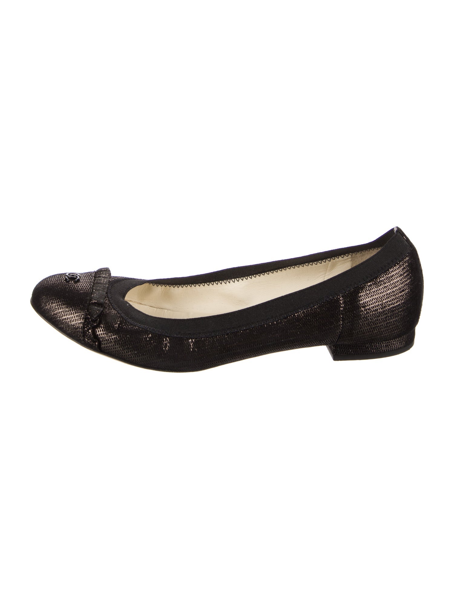 Chanel Interlocking CC Logo Suede Ballet Flats