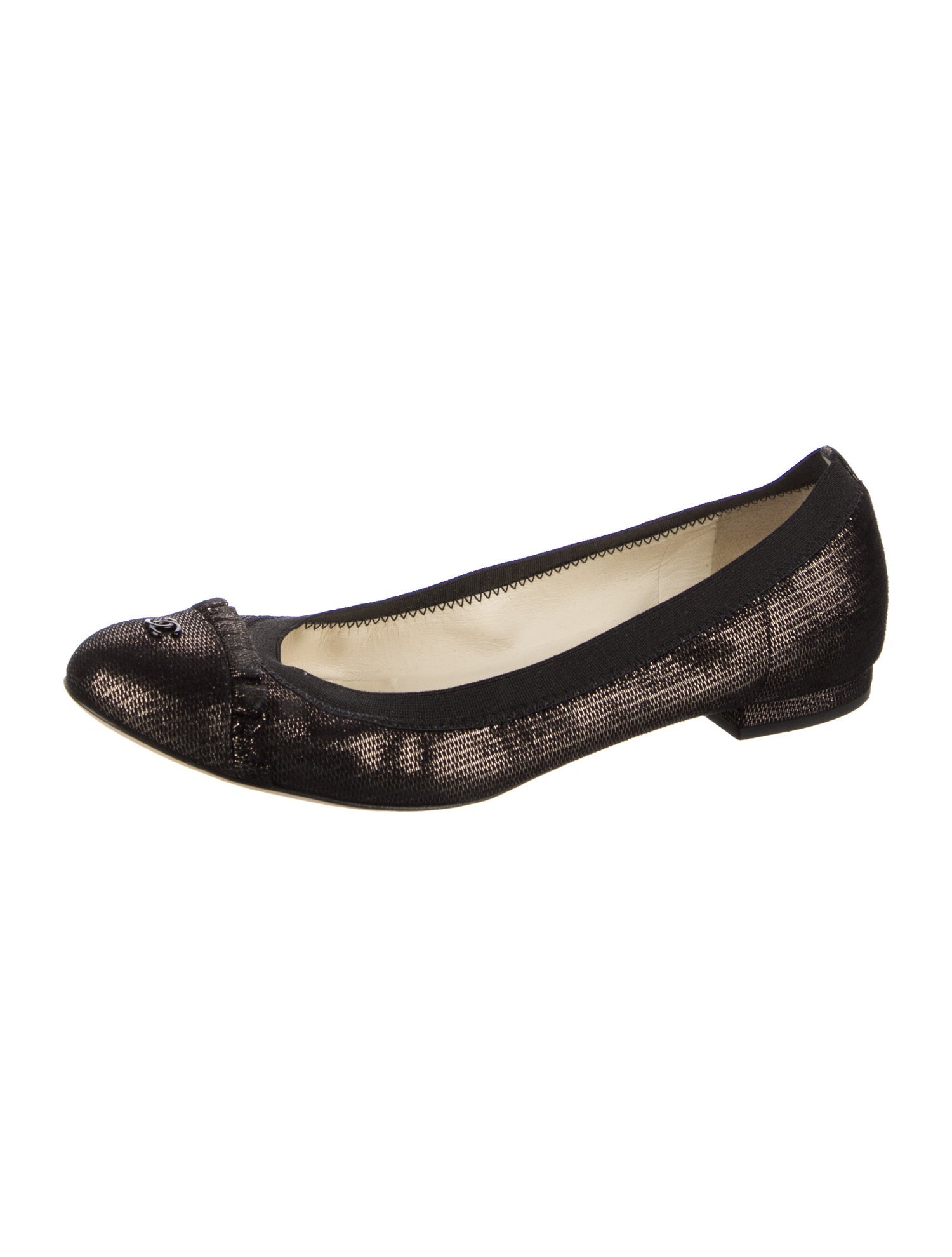 Chanel Interlocking CC Logo Suede Ballet Flats