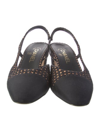 Chanel Tweed Pattern Tweed Slingback Pumps