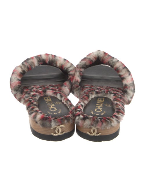 Chanel Interlocking CC Logo Fur Slides