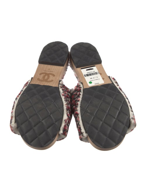 Chanel Interlocking CC Logo Fur Slides