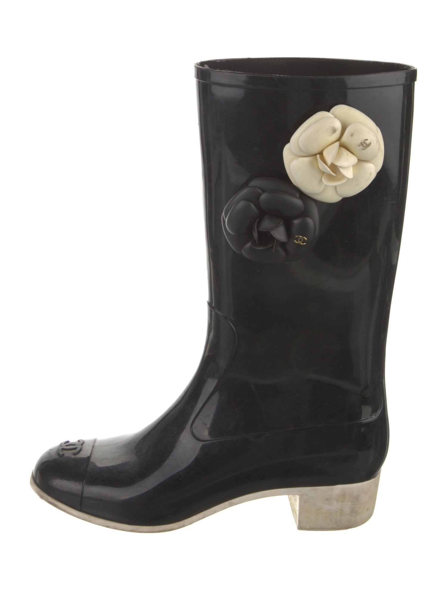 Chanel Interlocking CC Logo Rubber Rain Boots