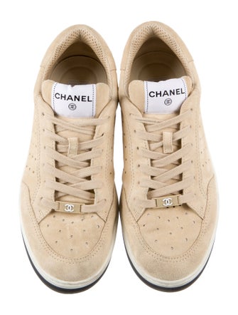 Chanel Interlocking CC Logo Suede Sneakers