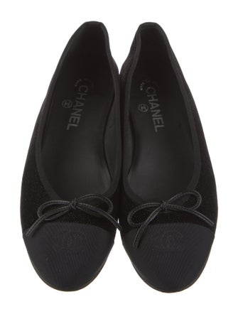 Chanel Interlocking CC Logo Velvet Ballet Flats