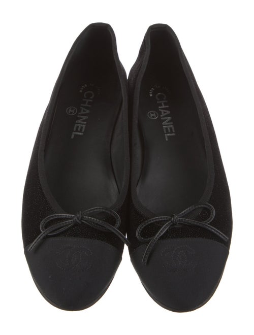 Chanel Interlocking CC Logo Velvet Ballet Flats
