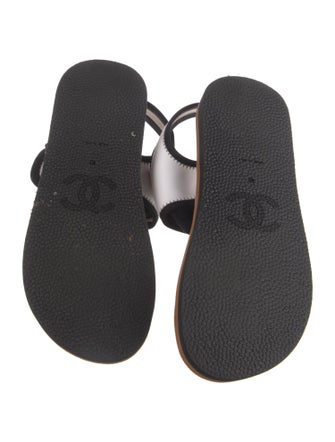 Chanel Interlocking CC Logo Nylon Slides